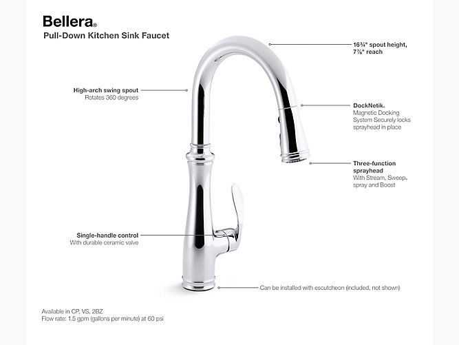 K 560 Bellera Single Handle Kitchen Sink Faucet Kohler